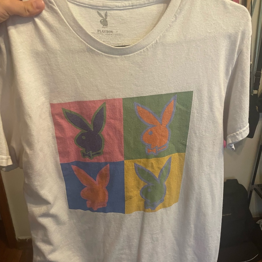 PLAYBOY White and Pink Pop Art Tee